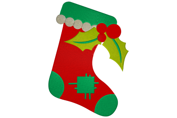 A Close Look at the Christmas Sock Embroidery Design