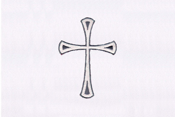 A Gentle White and Gray Cross Embroidery Design