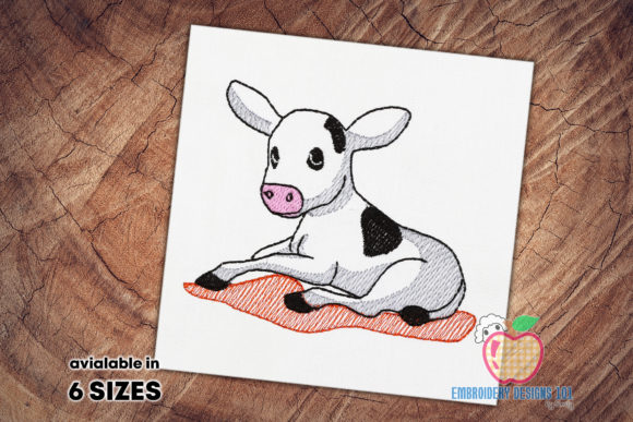Cute Calf Sketch: A Heartfelt Addition to Holiday Embroidery