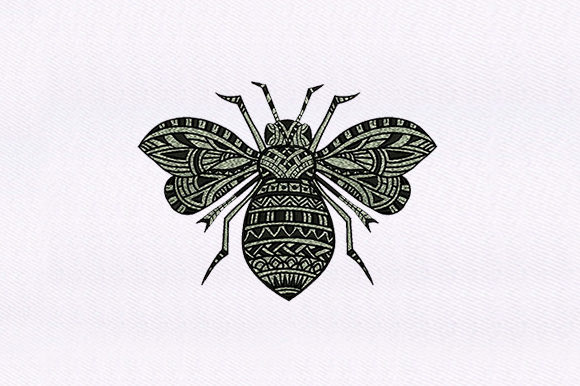Monotone Bee Embroidery Design for Holiday Product Collections