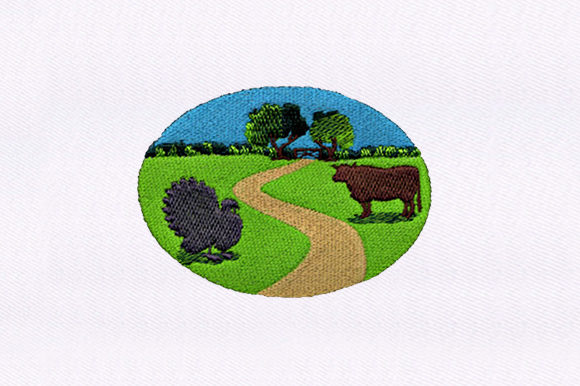 Turkey and Farm Design: A Charmingly Detailed Embroidery for Personalized Gifts